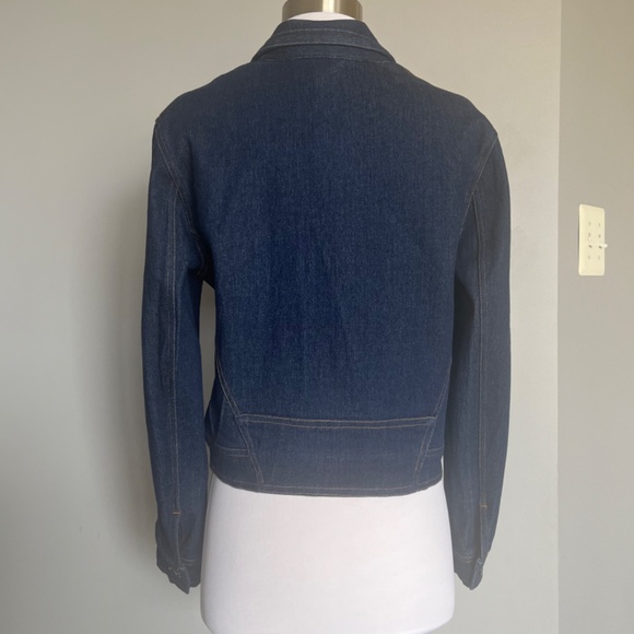 NWT BB Dakota Moto Style Jean Denim Zip Casual Biker Dark Blue Jacket Medium - Picture 3 of 10